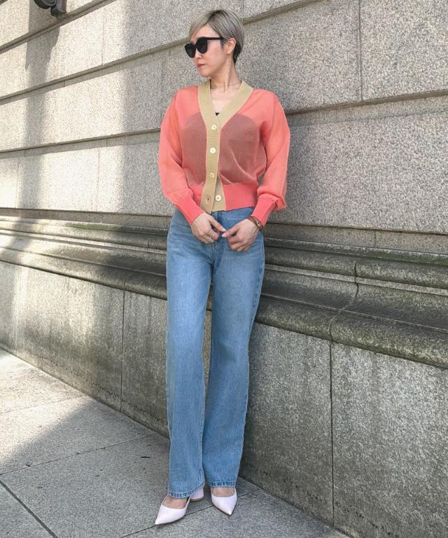 シアー配色サマーカーディガン_gfa26ss-nt11