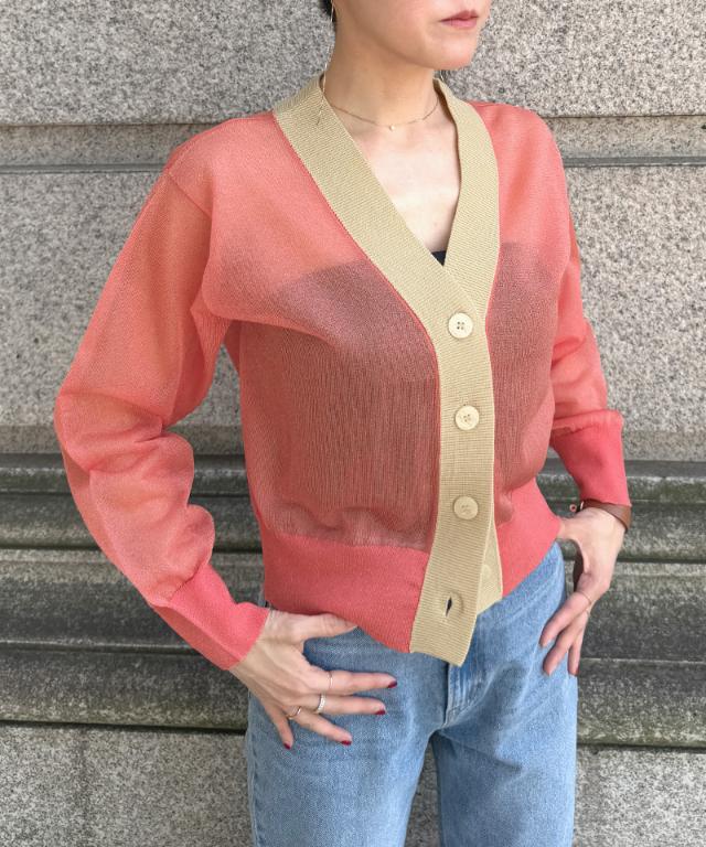 シアー配色サマーカーディガン_gfa26ss-nt11