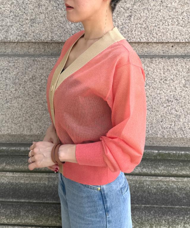 シアー配色サマーカーディガン_gfa26ss-nt11