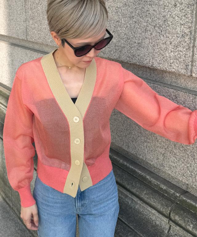 シアー配色サマーカーディガン_gfa26ss-nt11