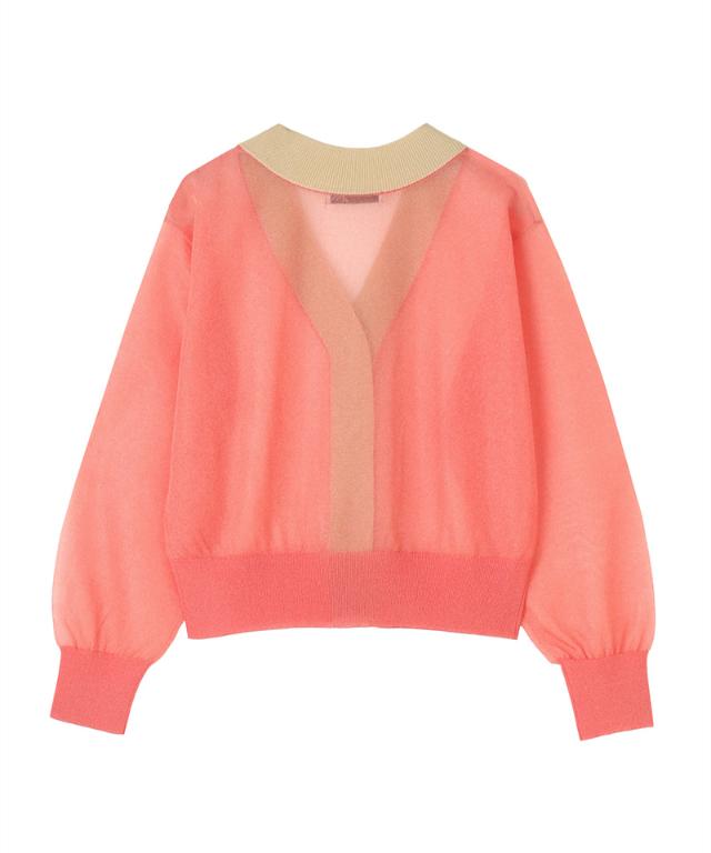 シアー配色サマーカーディガン_gfa26ss-nt11