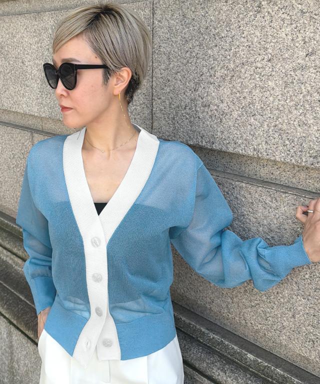 シアー配色サマーカーディガン_gfa26ss-nt11