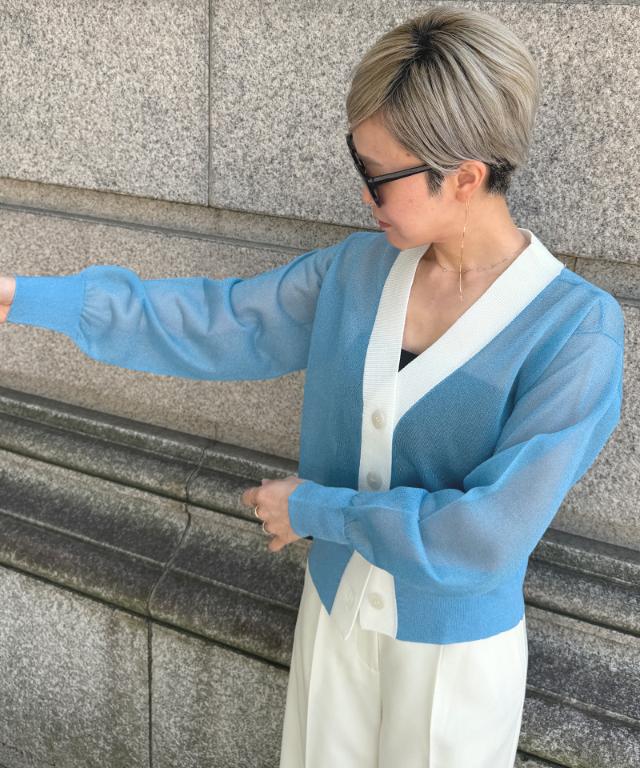 シアー配色サマーカーディガン_gfa26ss-nt11