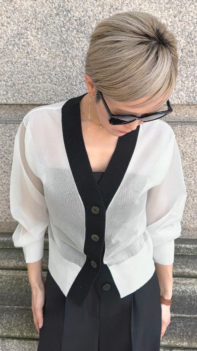 シアー配色サマーカーディガン