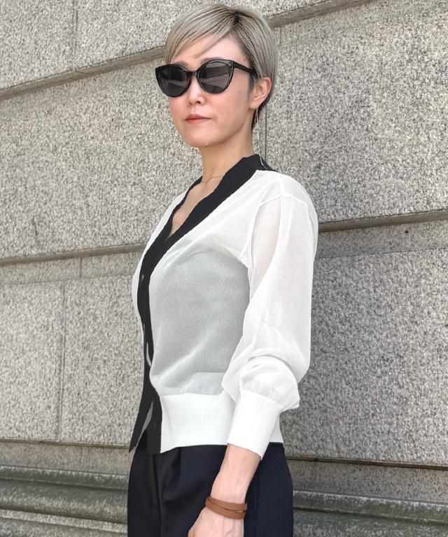 シアー配色サマーカーディガン_gfa26ss-nt11