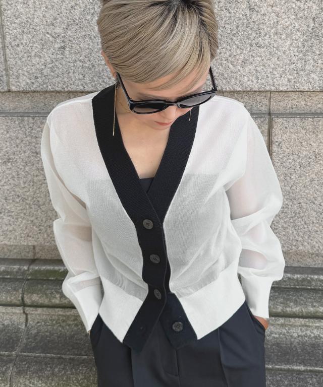 シアー配色サマーカーディガン_gfa26ss-nt11