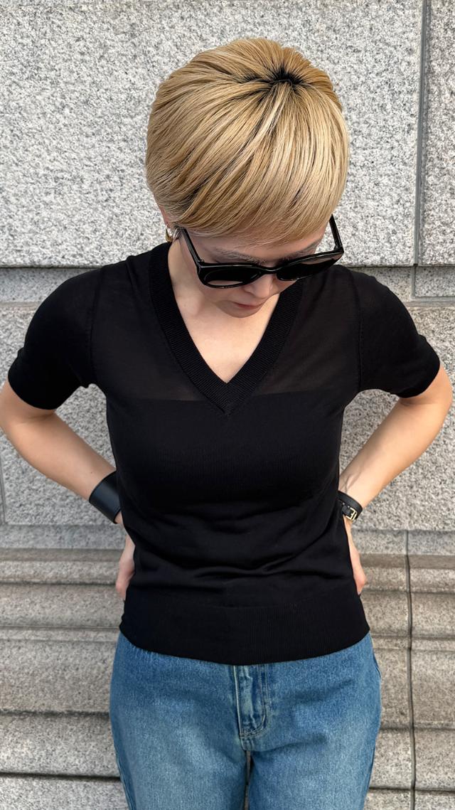 シルク混シアープルオーバー