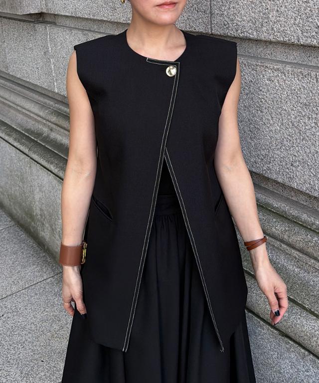 ステッチ配色ジレ_han26ss-jk04