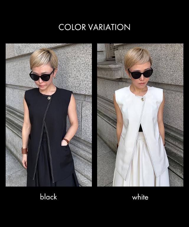 ステッチ配色ジレ_han26ss-jk04