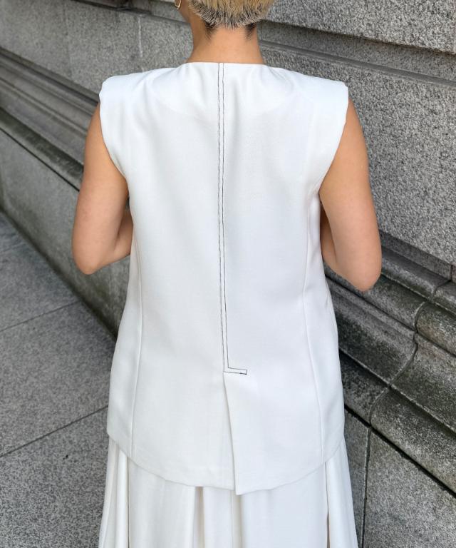 ステッチ配色ジレ_han26ss-jk04