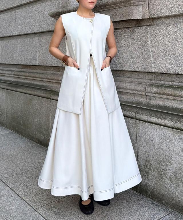 ステッチ配色ジレ_han26ss-jk04