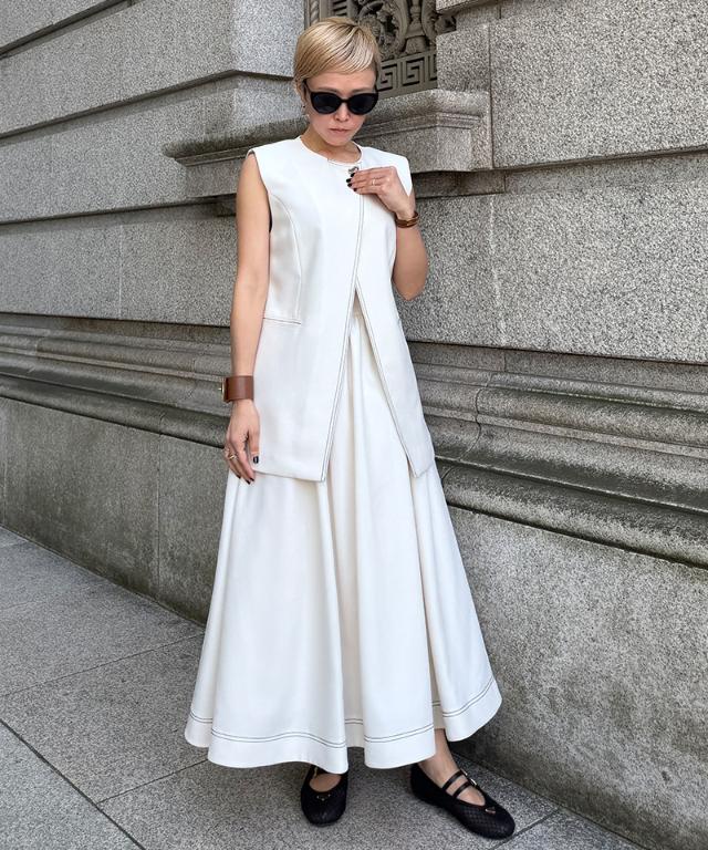 ステッチ配色ジレ_han26ss-jk04