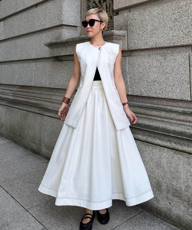 ステッチ配色ジレ_han26ss-jk04