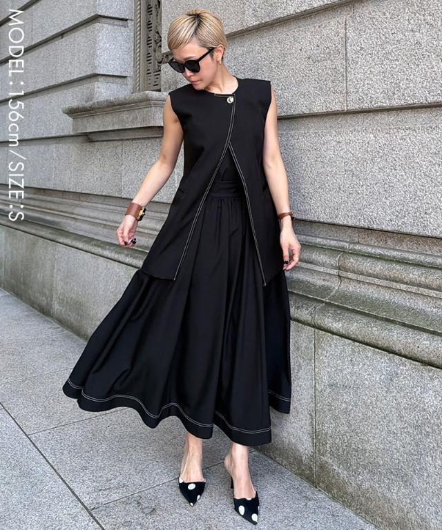 ステッチチュールインスカート_han26ss-sk05