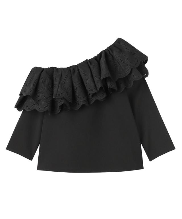 フリルアシンメトリーレースブラウス_iwa25aw-bl11