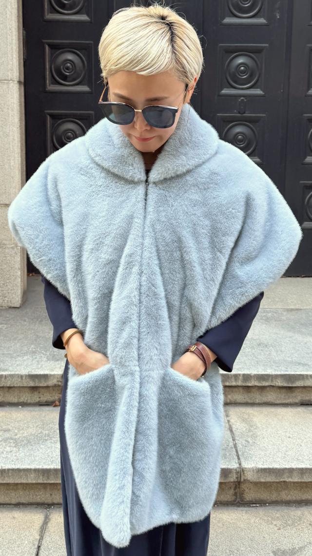 リッチボリュームファーポンチョ