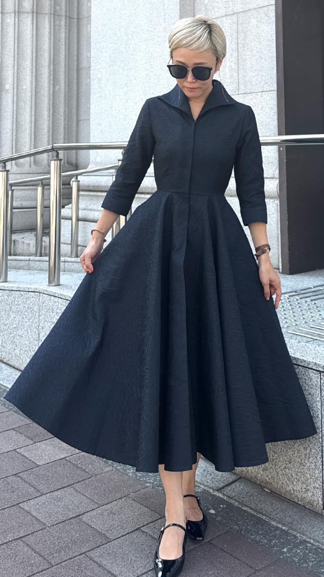 ジャガードフィット＆フレアワンピース