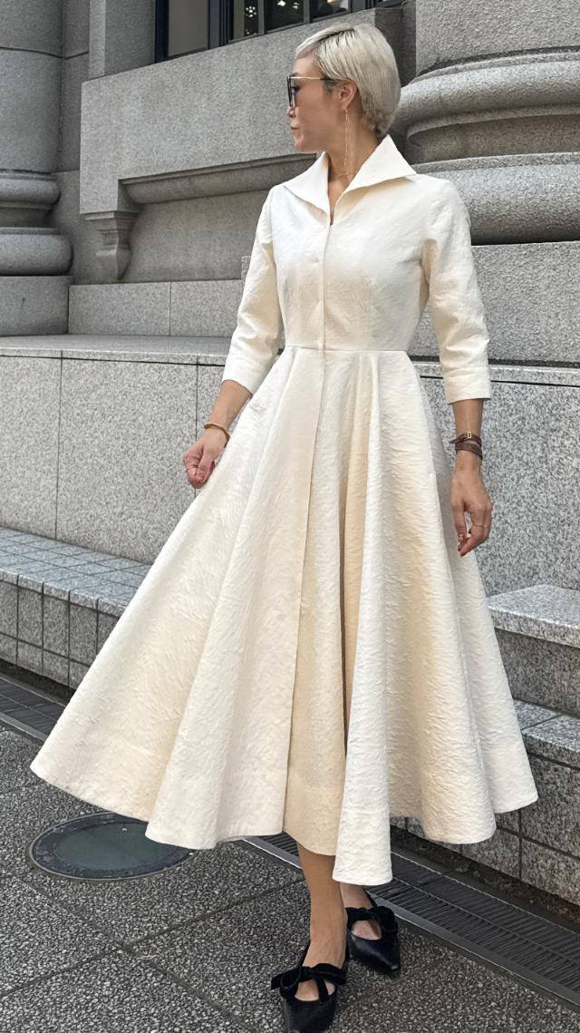 ジャガードフィット＆フレアワンピース