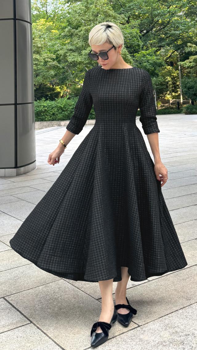 千鳥立体フレアワンピース