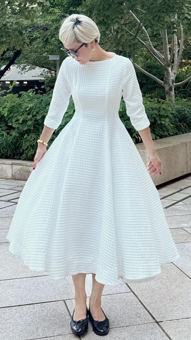 千鳥立体フレアワンピース