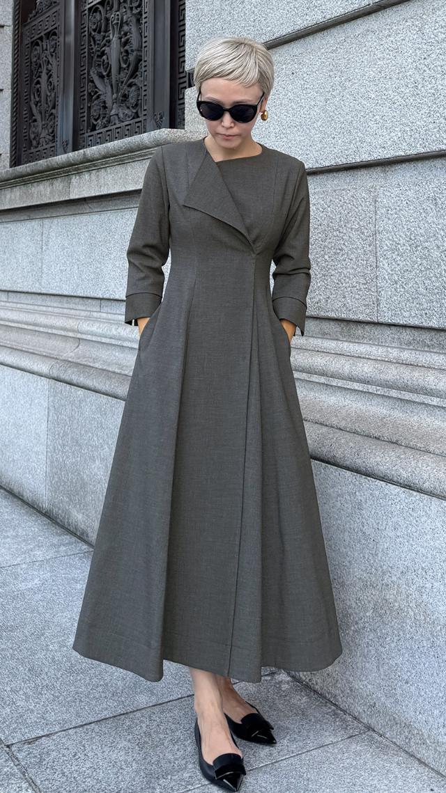 カラー折り返しワンピース