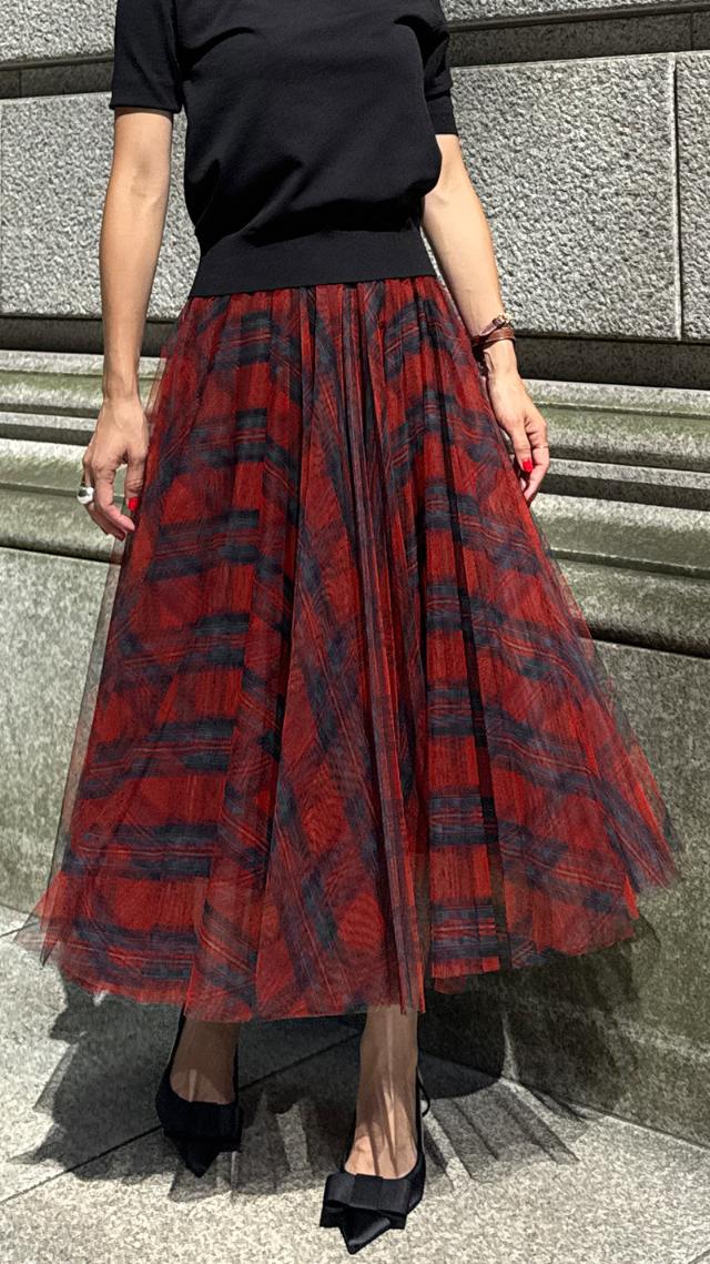 チュールチェックスカート