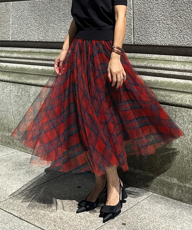 チュールチェックスカート_iwa25aw-sk13