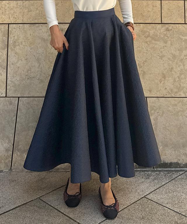 ジャガード立体ドレープスカート_iwa25aw-sk20