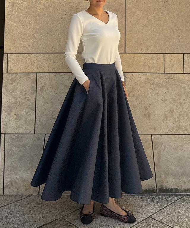 ジャガード立体ドレープスカート_iwa25aw-sk20