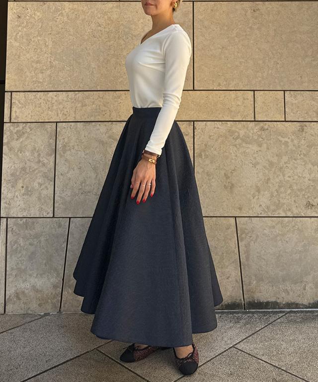 ジャガード立体ドレープスカート_iwa25aw-sk20