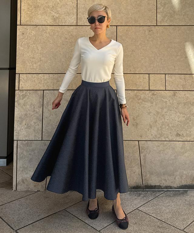 ジャガード立体ドレープスカート_iwa25aw-sk20