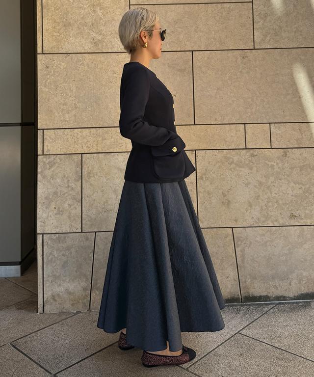 ジャガード立体ドレープスカート_iwa25aw-sk20