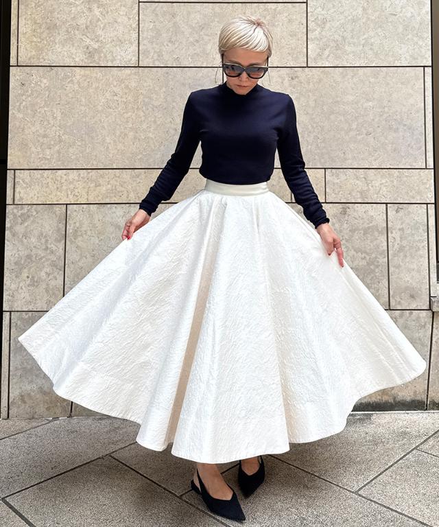 ジャガード立体ドレープスカート_iwa25aw-sk20