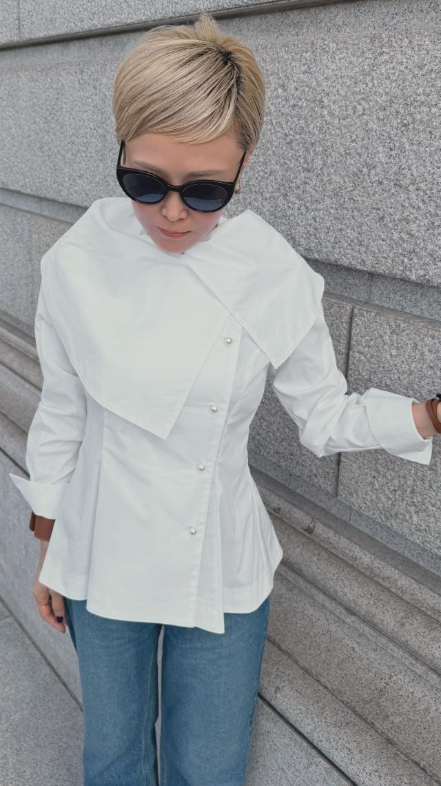 クラシカルショールブラウス