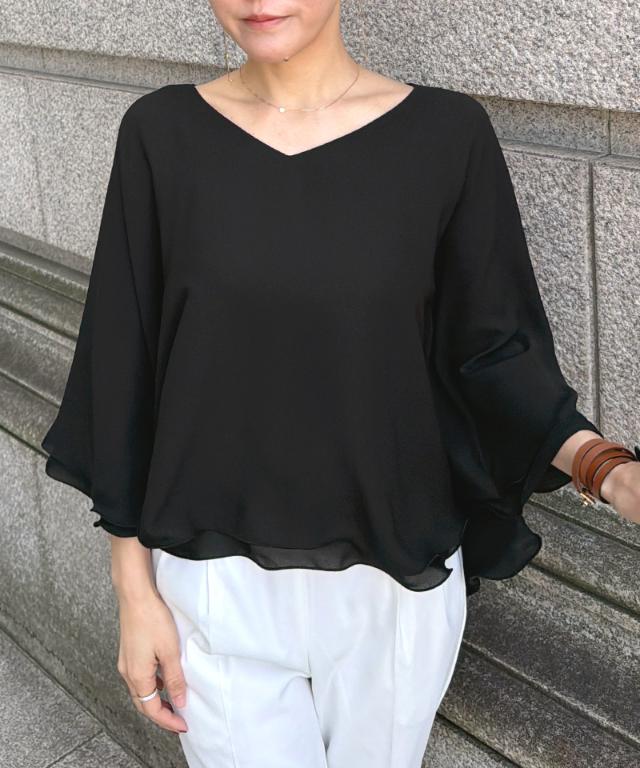 Vネックフラワーメローケープ_iwa26ss-bl15