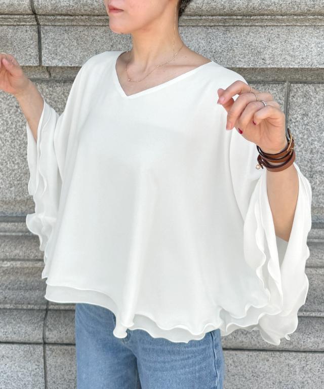 Vネックフラワーメローケープ_iwa26ss-bl15