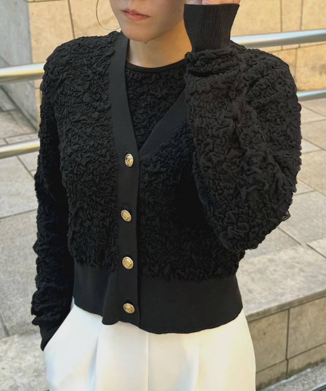 膨れジャガード風エアリーニットカーディガン_mkj25aw-nt02