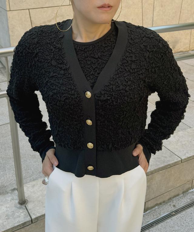 膨れジャガード風エアリーニットカーディガン_mkj25aw-nt02