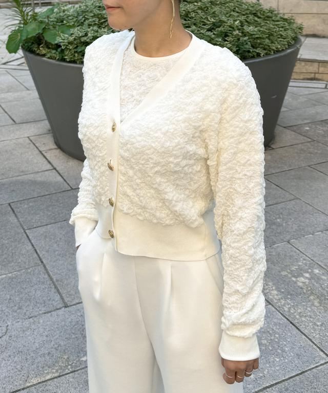 膨れジャガード風エアリーニットカーディガン_mkj25aw-nt02