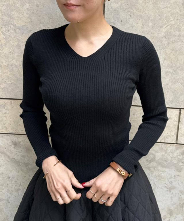 ウールシルクVネックニット_mkj25aw-nt10