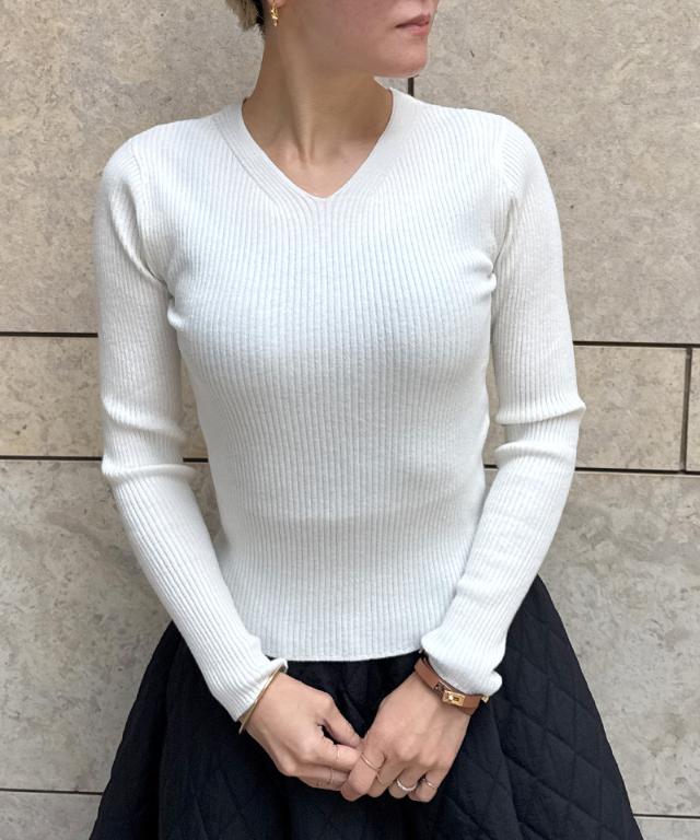ウールシルクVネックニット_mkj25aw-nt10