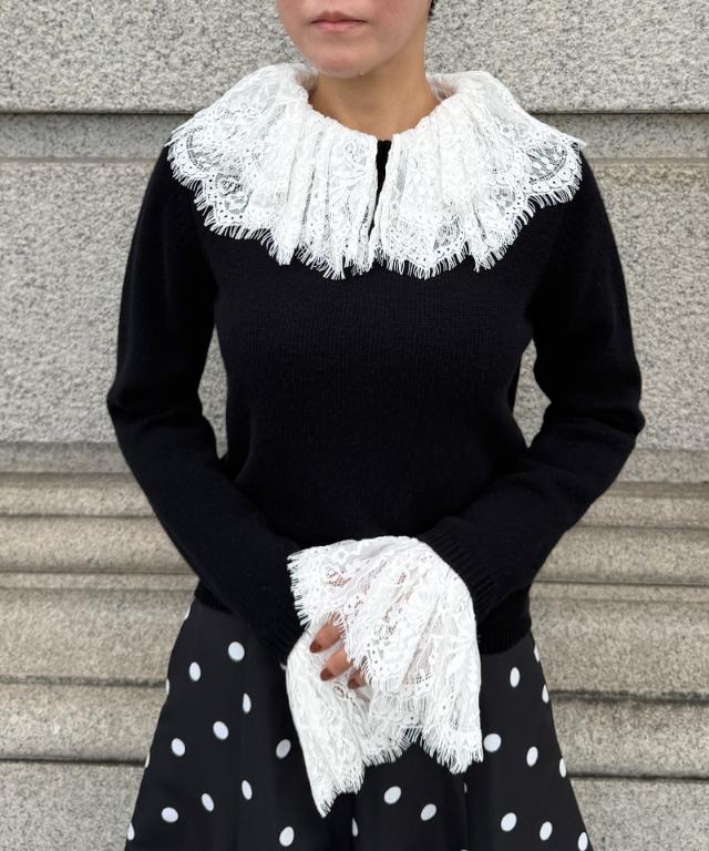 ウールカシミヤ付け襟レースニット_mkj26aw-nt02