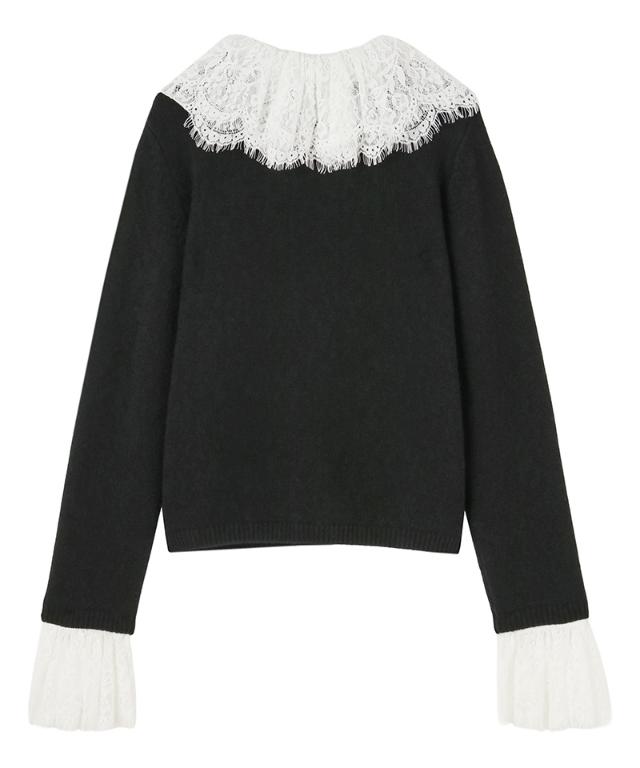 ウールカシミヤ付け襟レースニット_mkj26aw-nt02