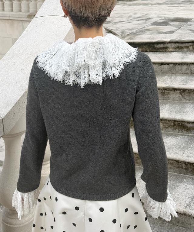ウールカシミヤ付け襟レースニット_mkj26aw-nt02