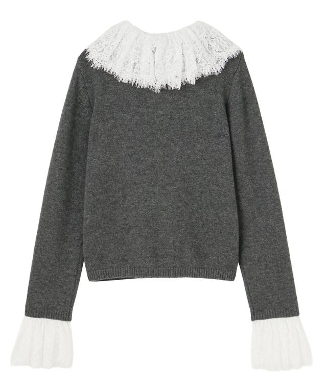 ウールカシミヤ付け襟レースニット_mkj26aw-nt02