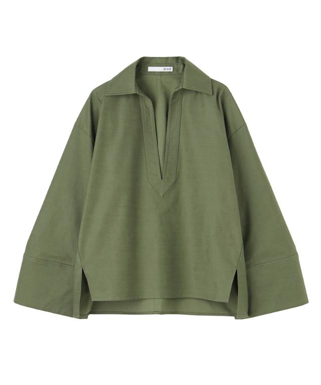 日本製フォルムスリーブシャツ＜オーガニックコットン＞_mui26aw-sh09