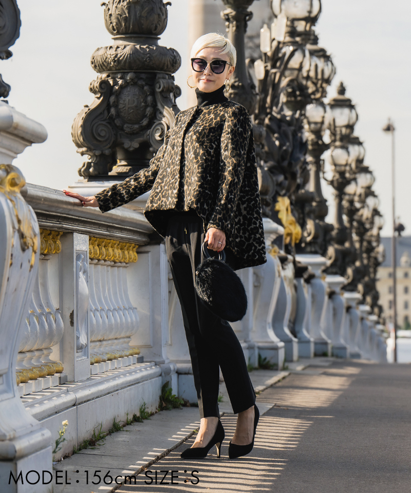 BB.レオパード柄　ショートコート_o22aw-co07