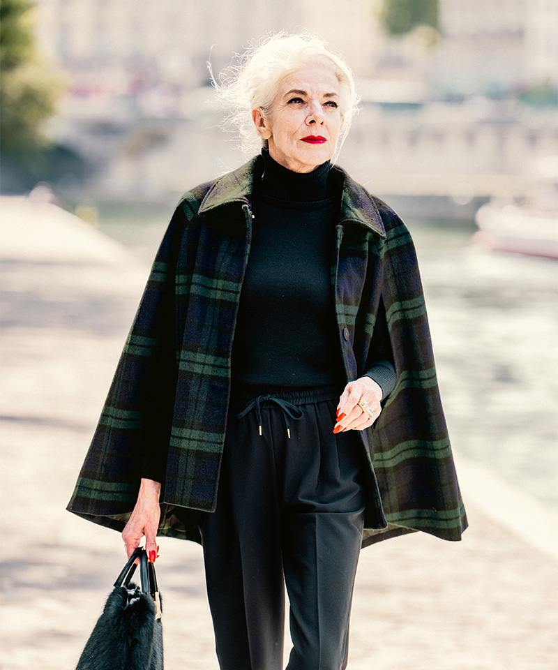 BB.チェック柄ケープコート_o22aw-co09a