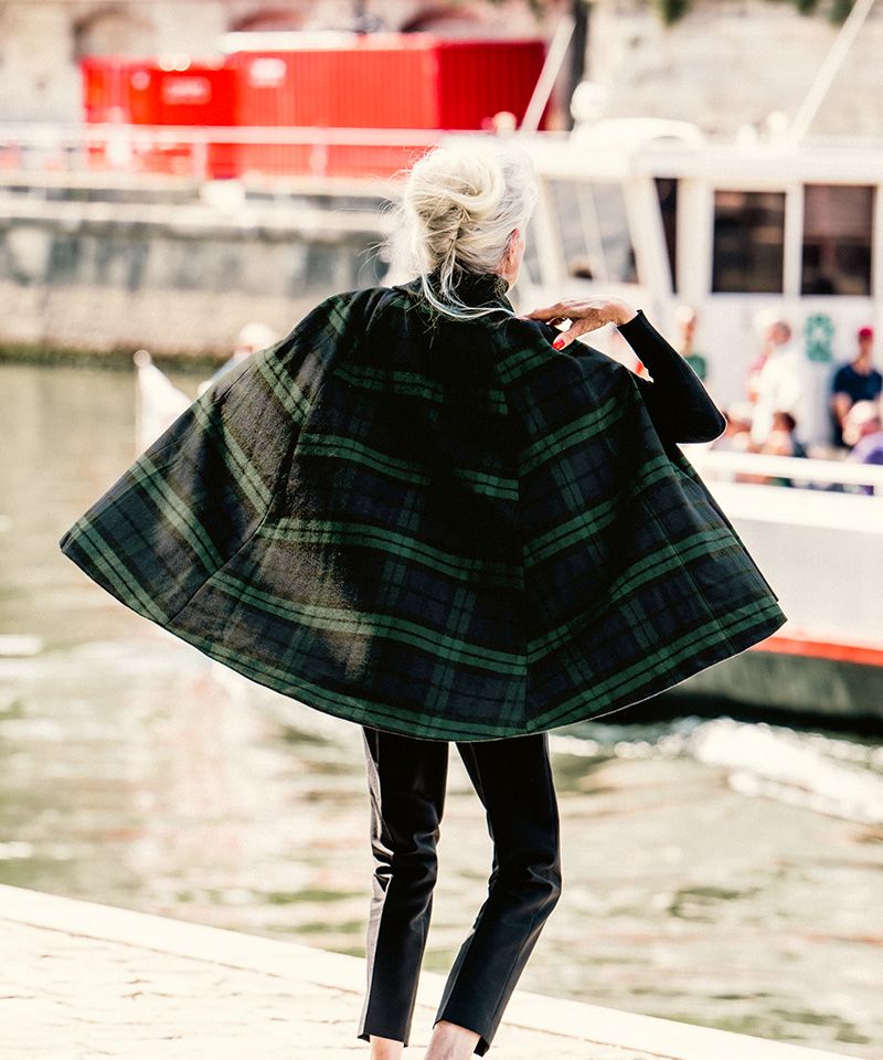 BB.チェック柄ケープコート_o22aw-co09a