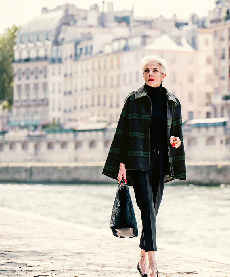 BB.チェック柄ケープコート_o22aw-co09a